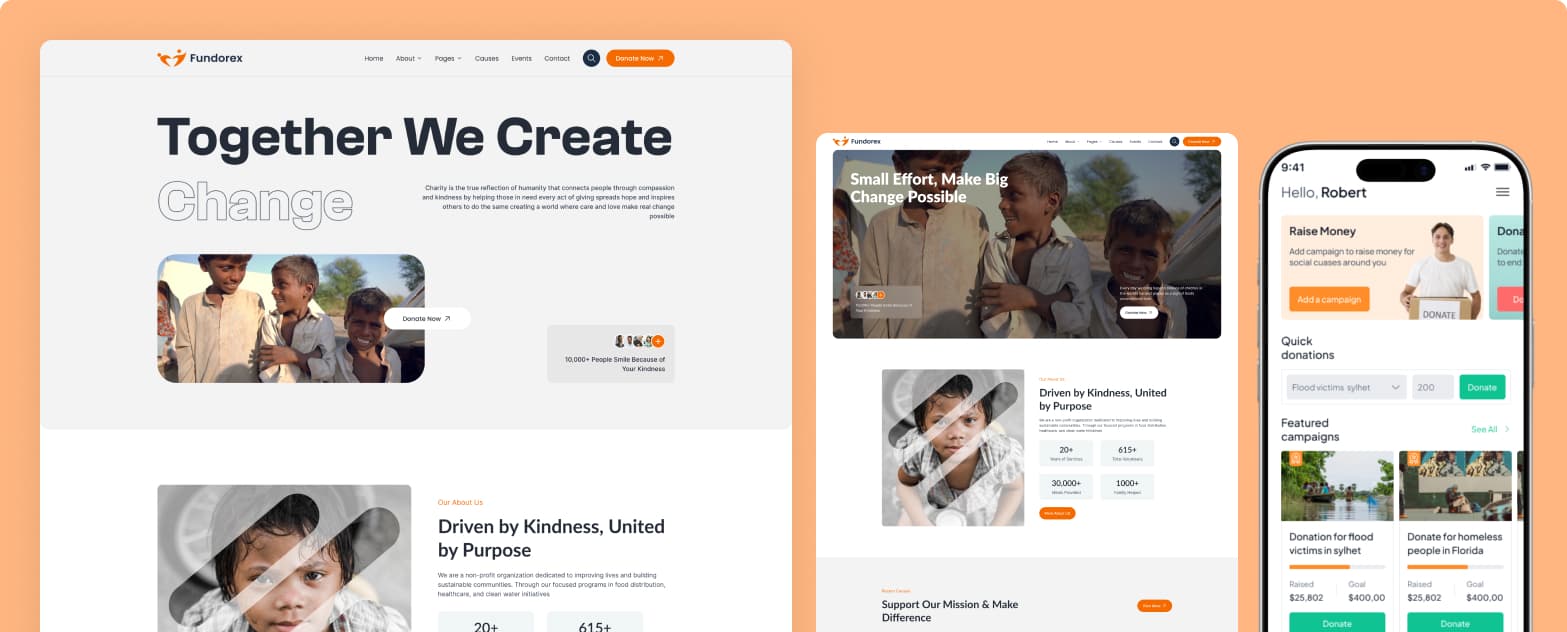 Fundorex crowdfunding platform — web and mobile preview