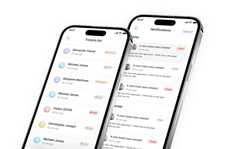 Helpnest mobile app — tickets and notifications
