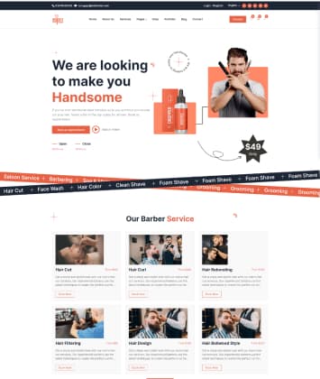 Barber Shop theme preview for MultiSaas website builder
