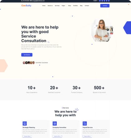 Consultancy theme preview for MultiSaas website builder