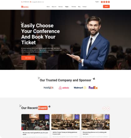 Event Booking theme preview for MultiSaas website builder