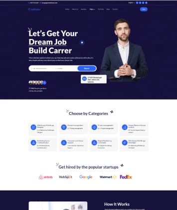 Job Board theme preview for MultiSaas website builder