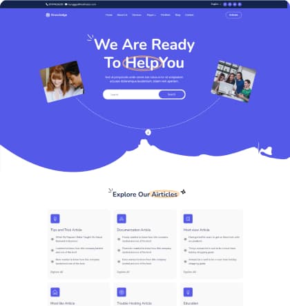 Knowledgebase theme preview for MultiSaas website builder