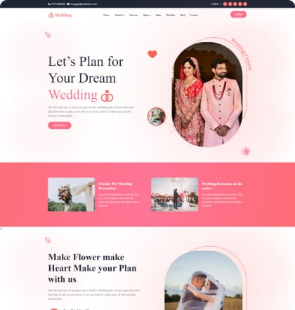Wedding theme preview for MultiSaas website builder