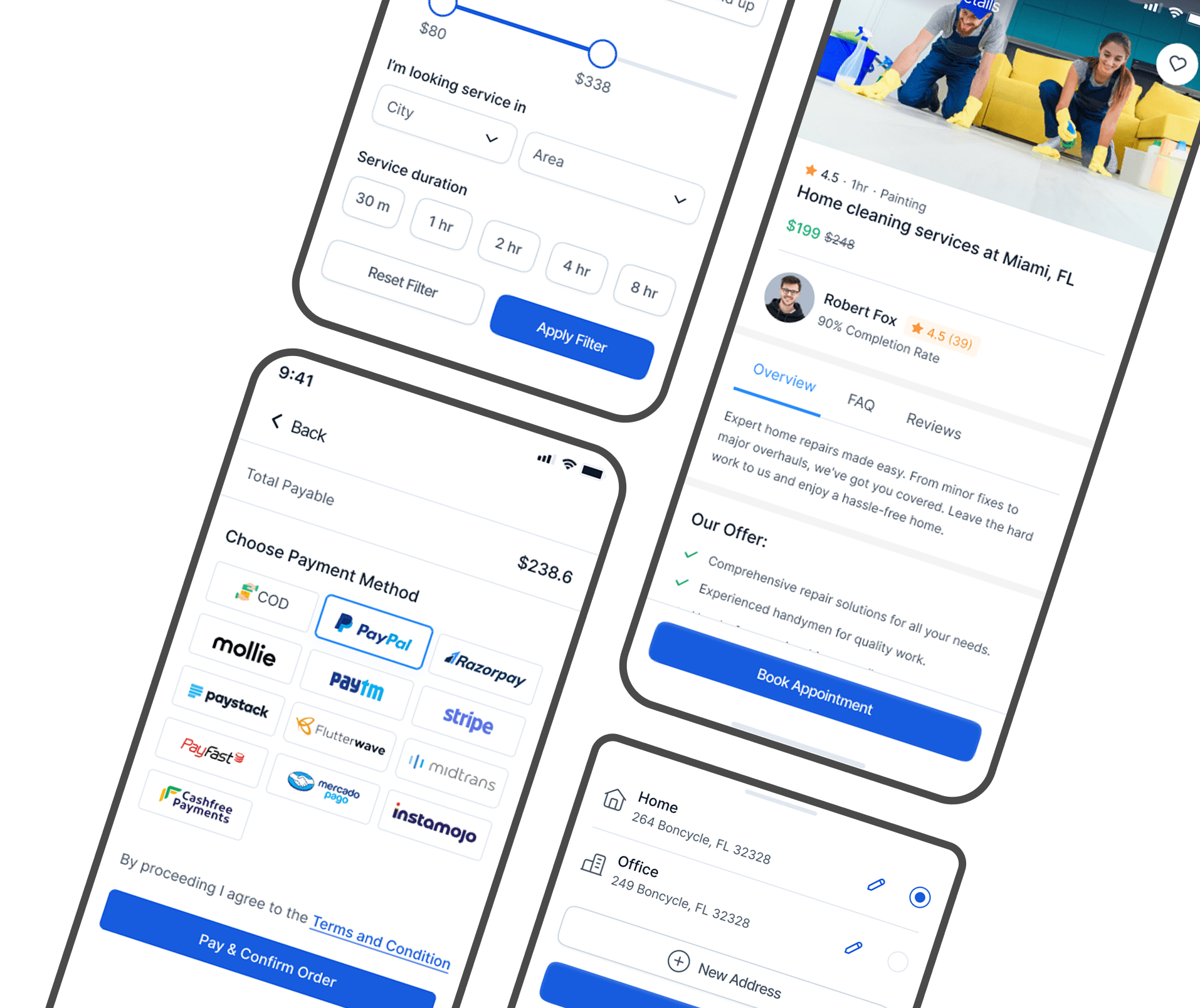 Prohandy client Flutter app — cart-based service booking flow