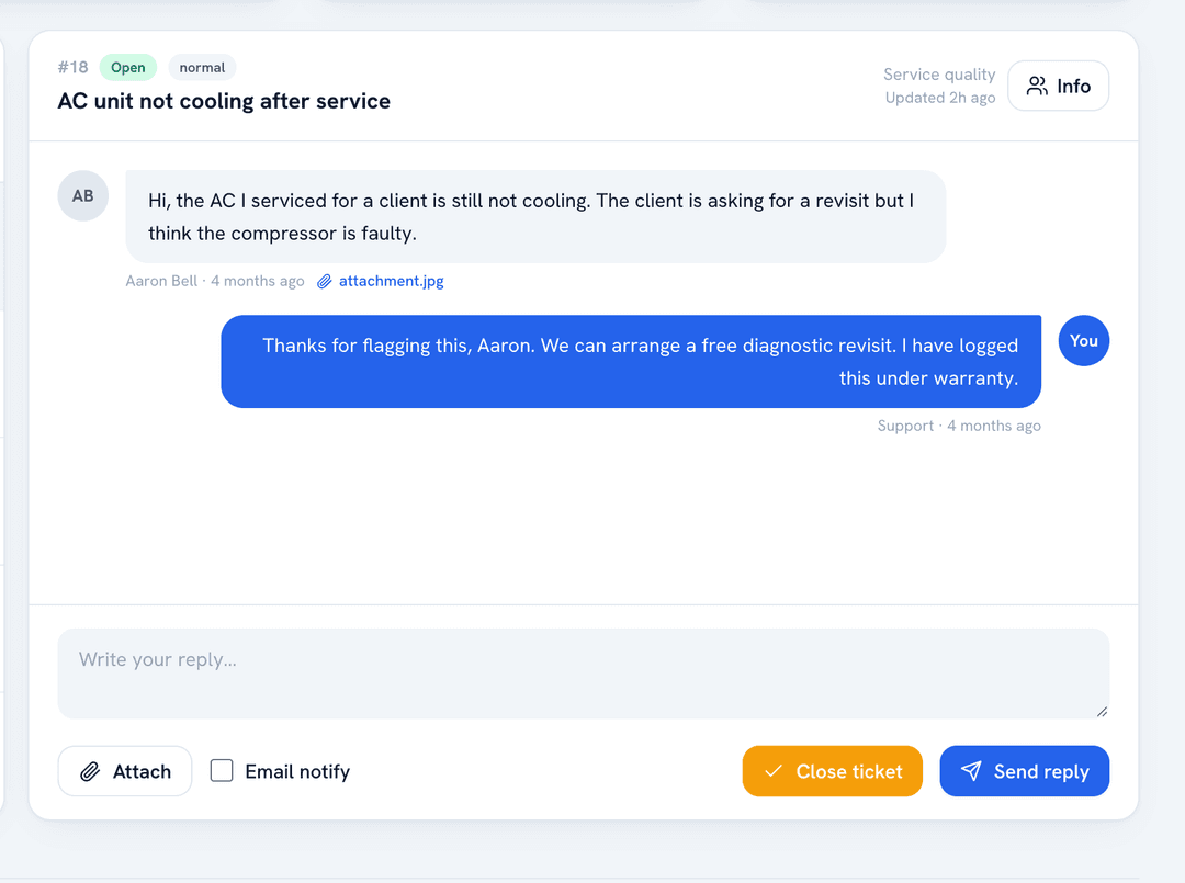 Built-In Support Ticket System