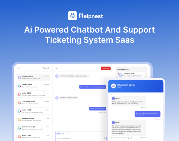 Helpnest - Ai Powered Chatbot And Support Ticketing System Saas