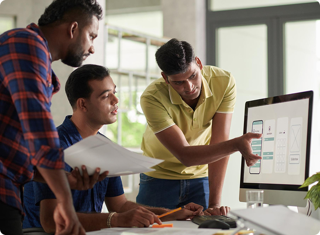 MVP development team collaborating on product design