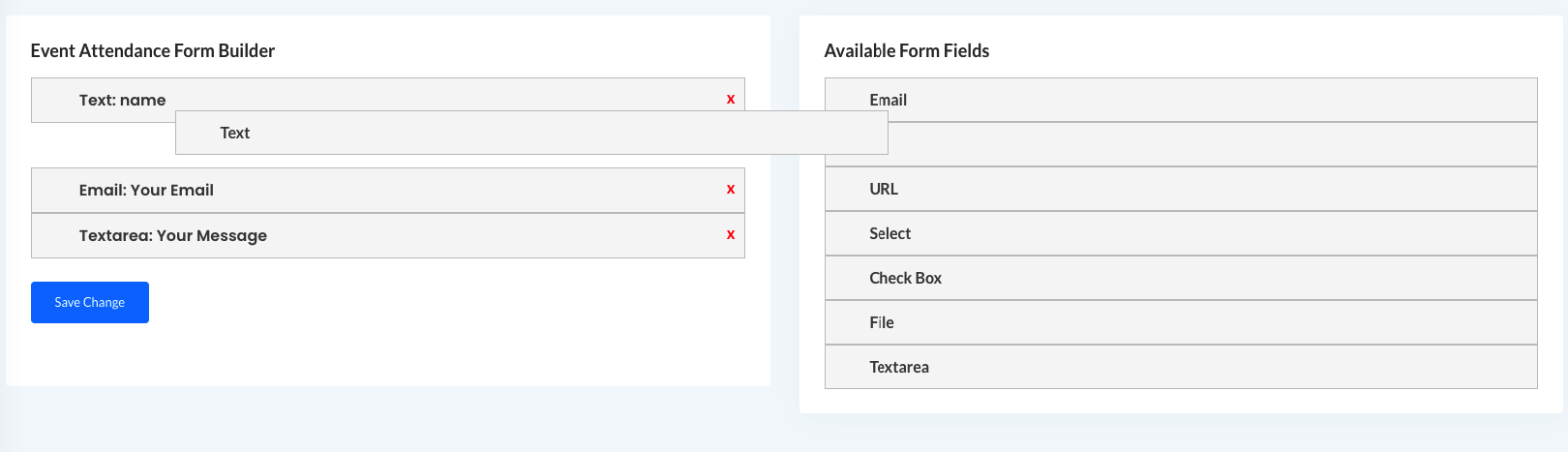 Event attendance form / customise event attendance form - xgenious