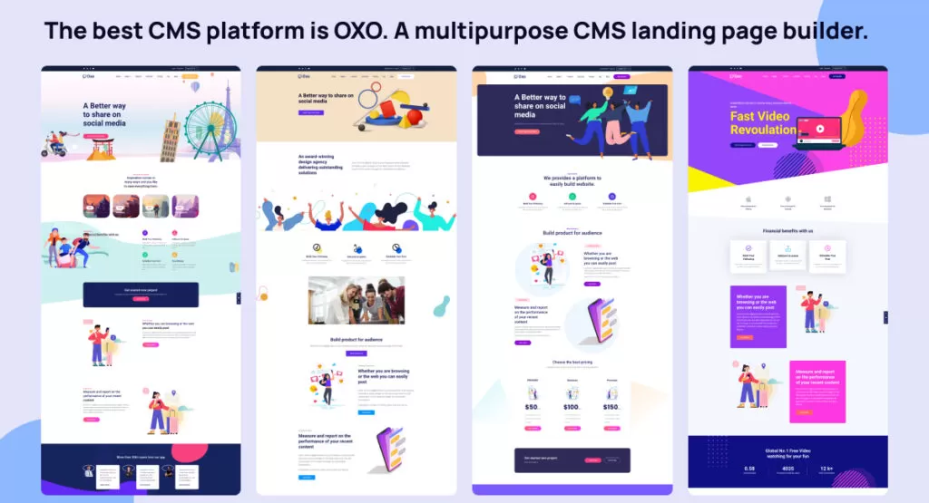 The best CMS platform is OXO. A multipurpose CMS landing page builder.