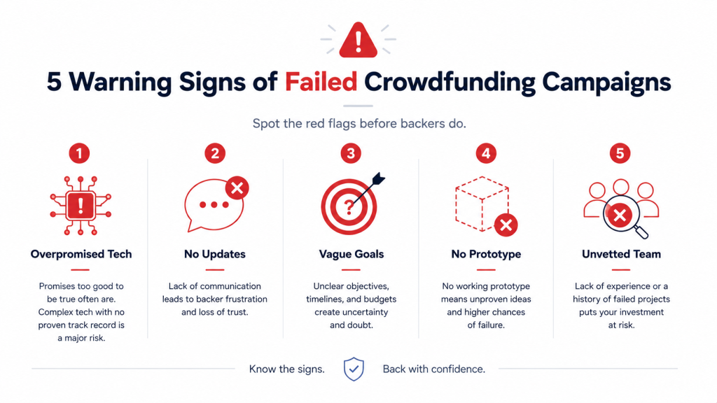 common warning signs in crowdfunding campaigns that failed patterns