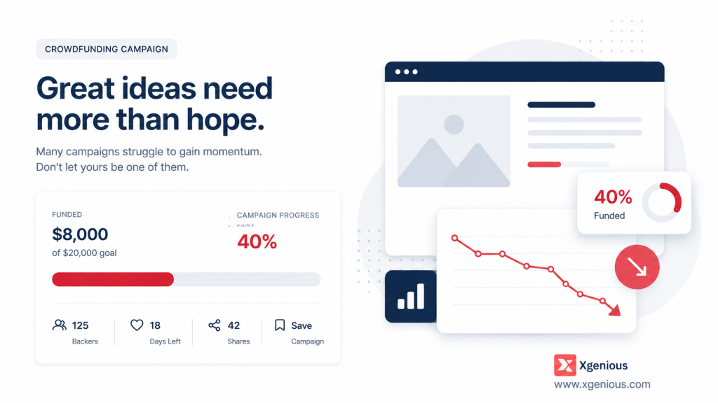 crowdfunding campaigns that failed — stalled funding progress bar illustration