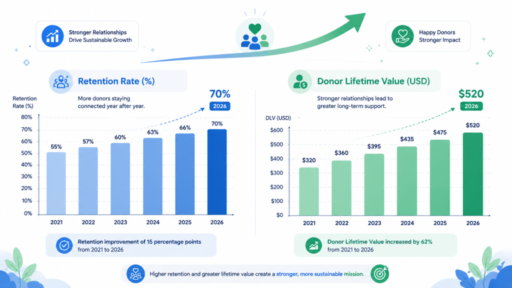 Chart showing how donor engagement improves retention and lifetime value for nonprofits 