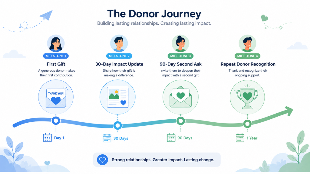 Donor engagement plan template mapping the donor journey across the year 
