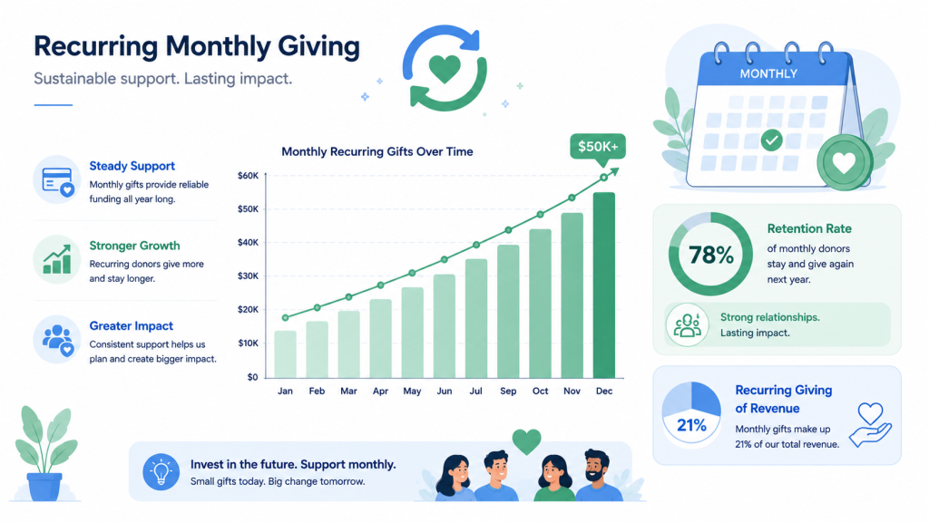 Recurring giving growth chart illustrating donor engagement trends for 2026 
