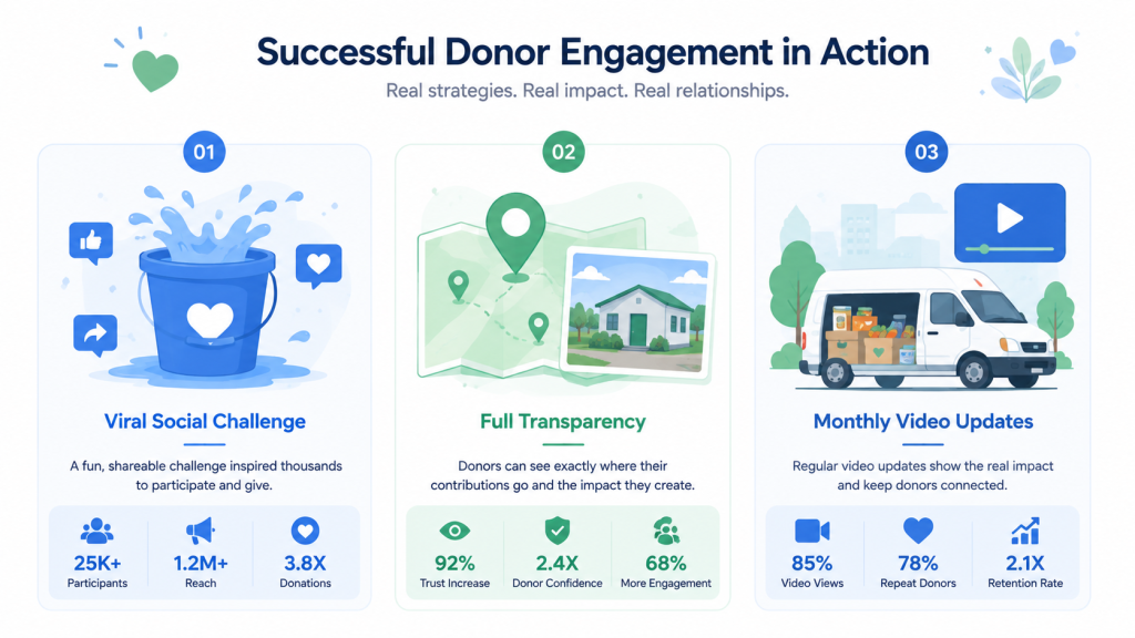 Real-world donor engagement examples from successful nonprofit campaigns 