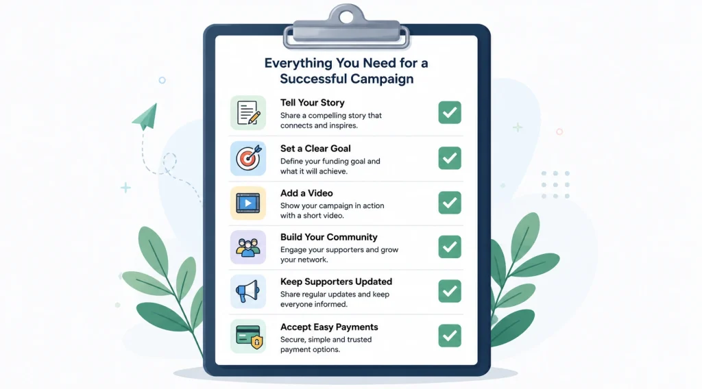 Checklist of tips for running a successful donation based crowdfunding campaign