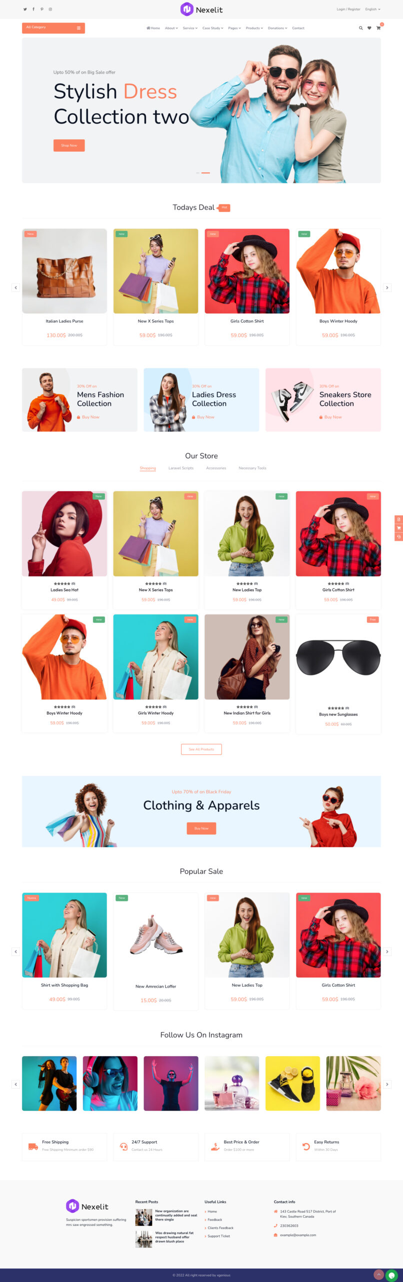 Nexelit eCommerce Home homepage demo