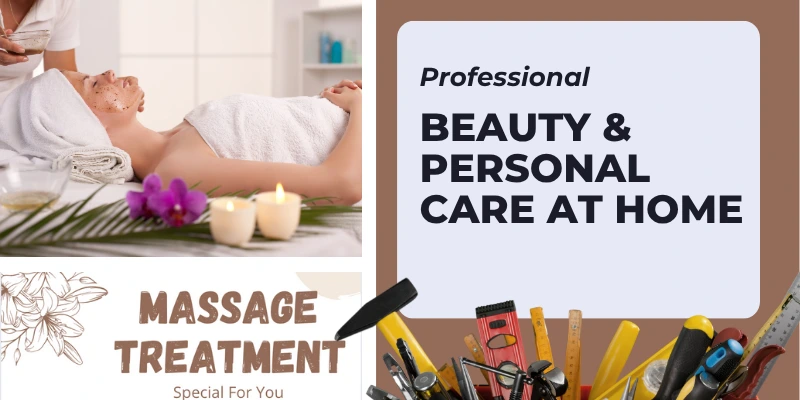 A beautician providing a home service like hair styling or facial treatment