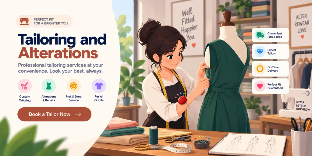 On-demand tailoring and alterations service with a tailor taking custom measurements
