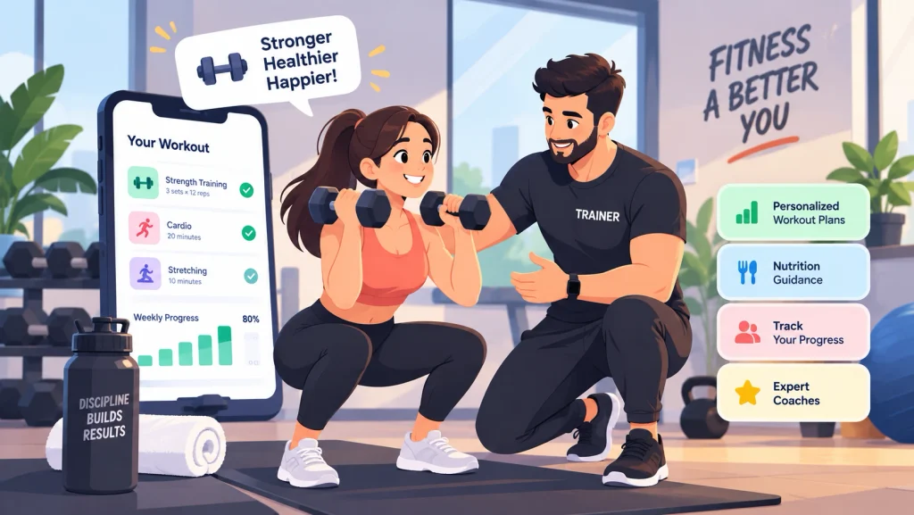 On-demand personal training and fitness coaching service in a client's home