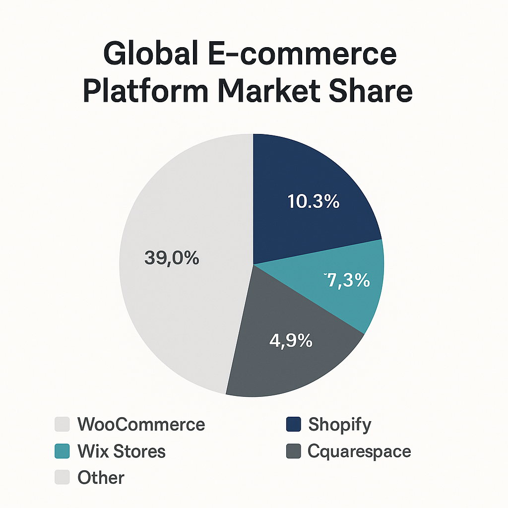 Market-share chart: Shopify vs WooCommerce 2025