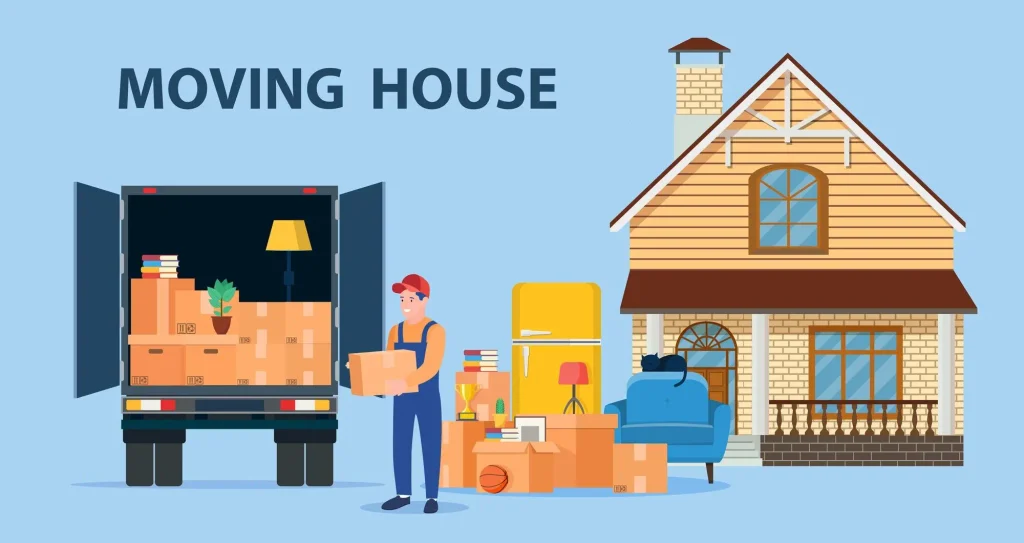 On-demand moving service with professional movers packing and shifting furniture