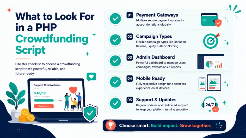 Key features to look for in a PHP crowdfunding script checklist