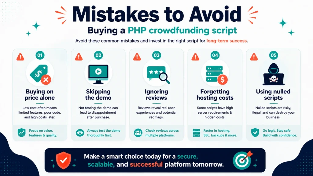 Mistakes to avoid when buying a PHP crowdfunding script