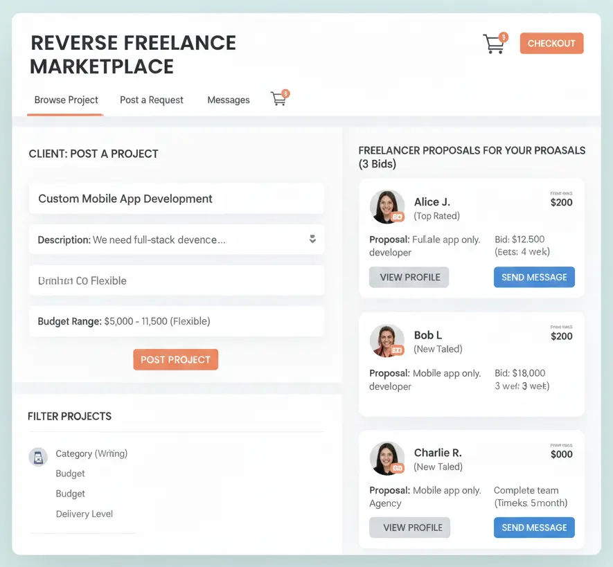 Reverse Model (Job Posting freelancer hiring marketplace) 