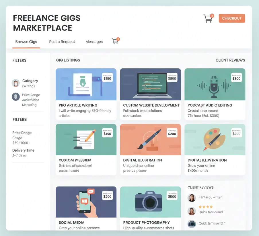 Traditional Model (Gig-Based Freelancer Hiring Marketplace)