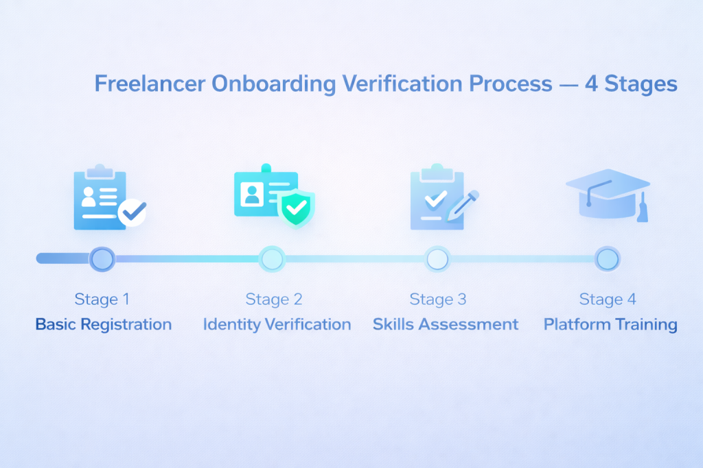 freelancer hiring marketplace development 4 stage verification and onboarding flow