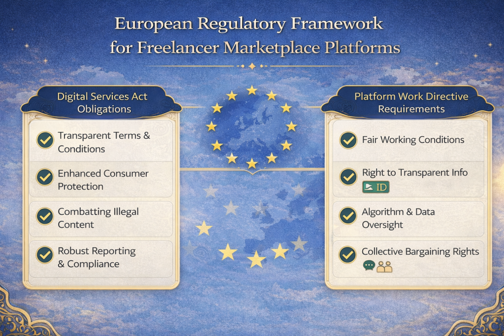 European freelancer marketplace EU regulations framework DSA Platform Work Directive 2026