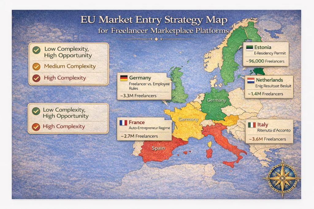 European freelancer marketplace EU regulations market entry strategy by country 2026
