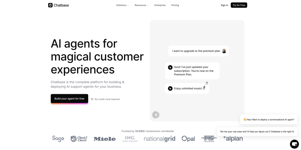 Chatbase custom AI customer service chatbot training interface