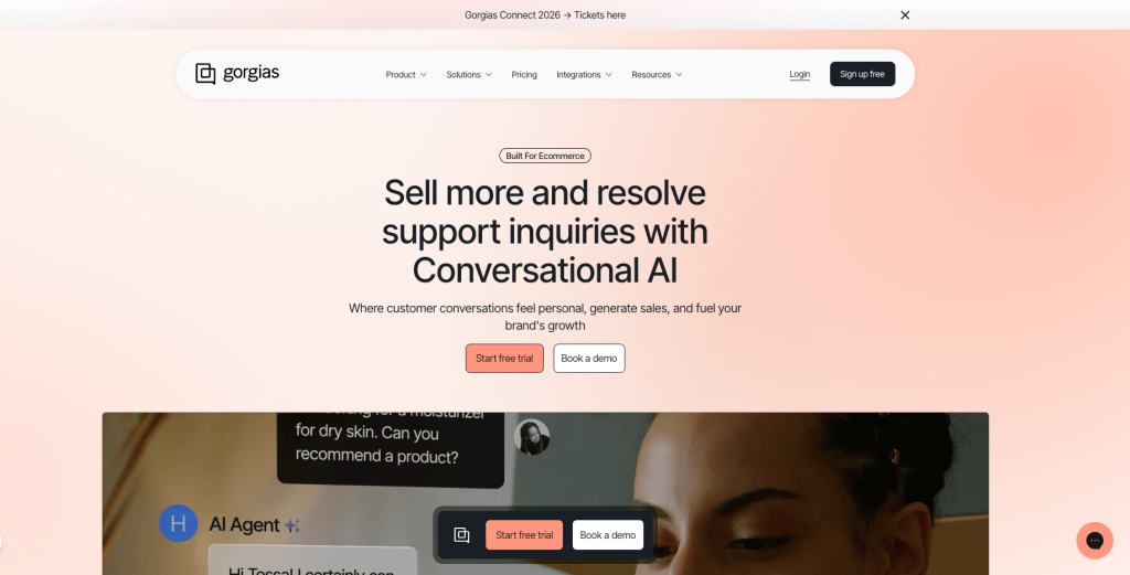 Gorgias AI customer service chatbot for Shopify stores