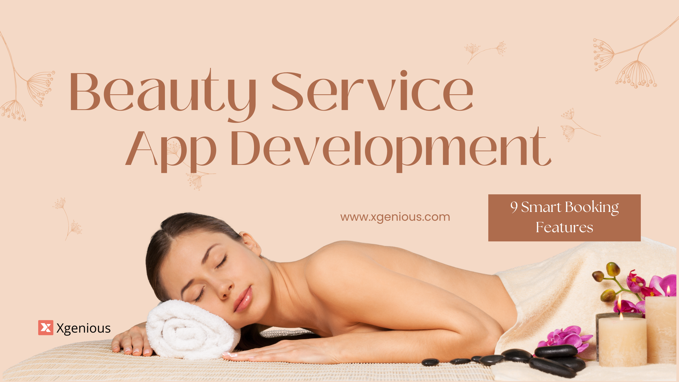 Beauty service app development showing 9 smart booking features across the booking-to-loyalty funnel for salon and stylist platforms