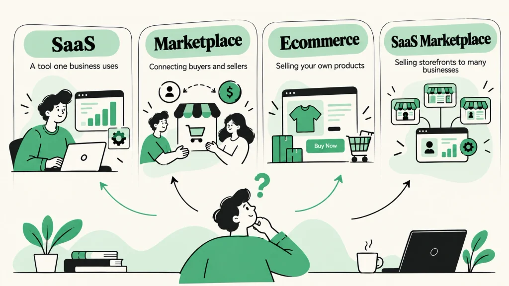 SaaS vs marketplace vs ecommerce models compared
