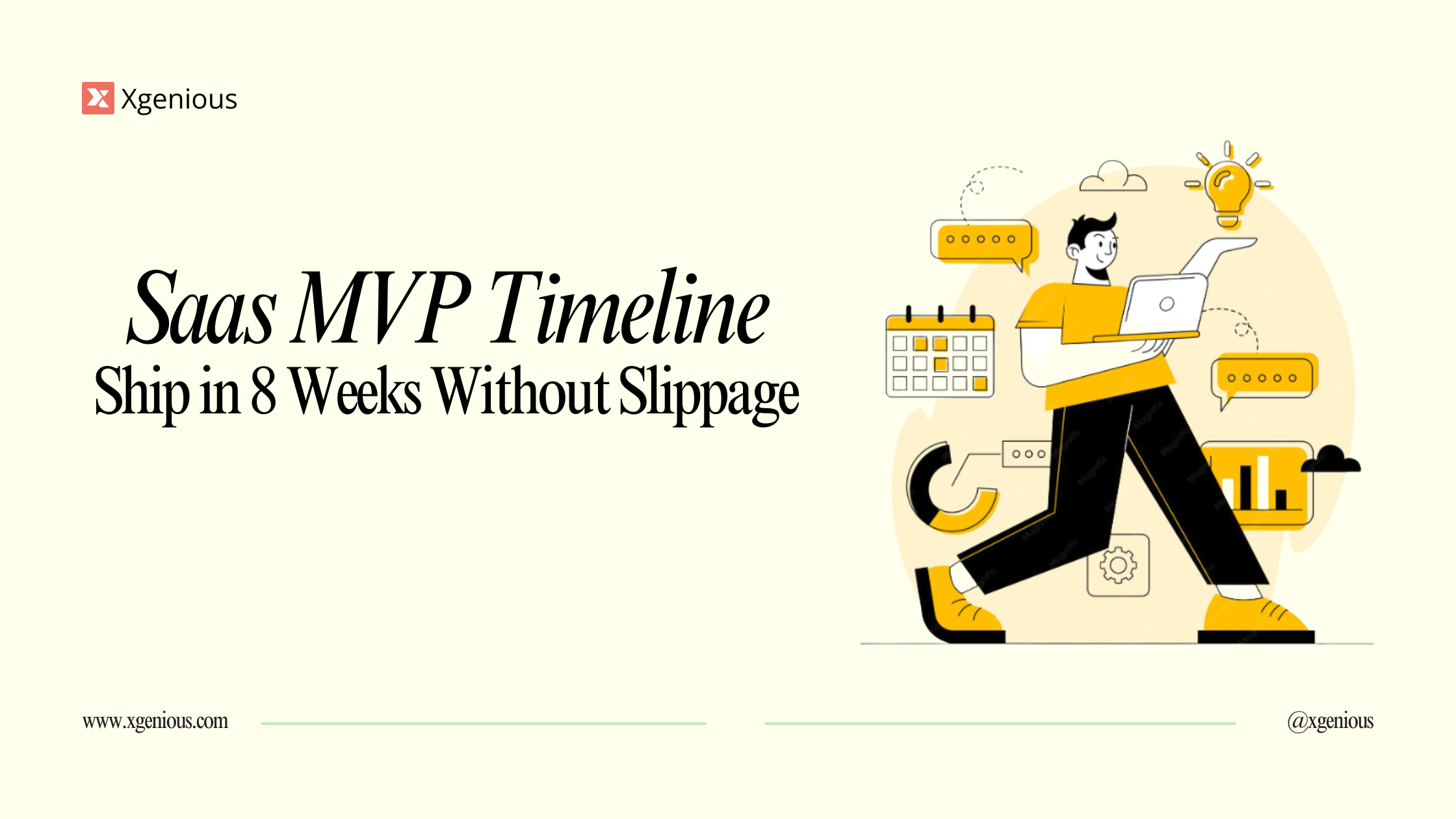 Saas mvp timeline showing 8-week build cadence with three go/no-go gates after weeks 2, 4, and 6
