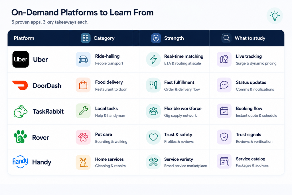 five real on-demand service apps compared side by side