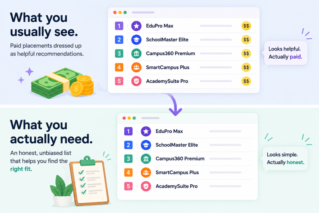 sponsored content distorting free business software lists