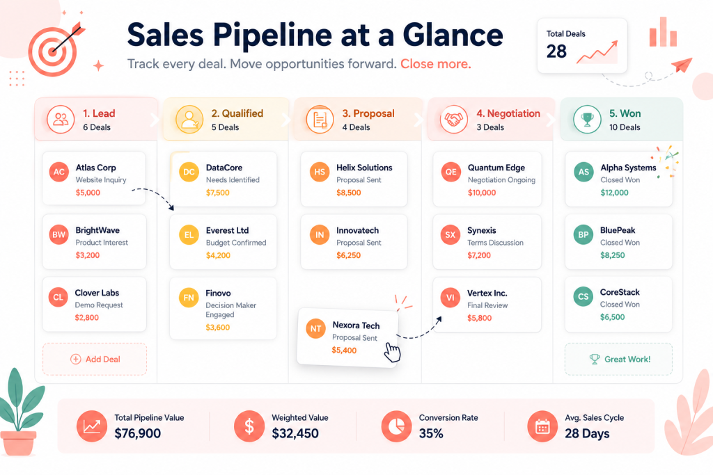 CRM and sales pipeline tools for a small business