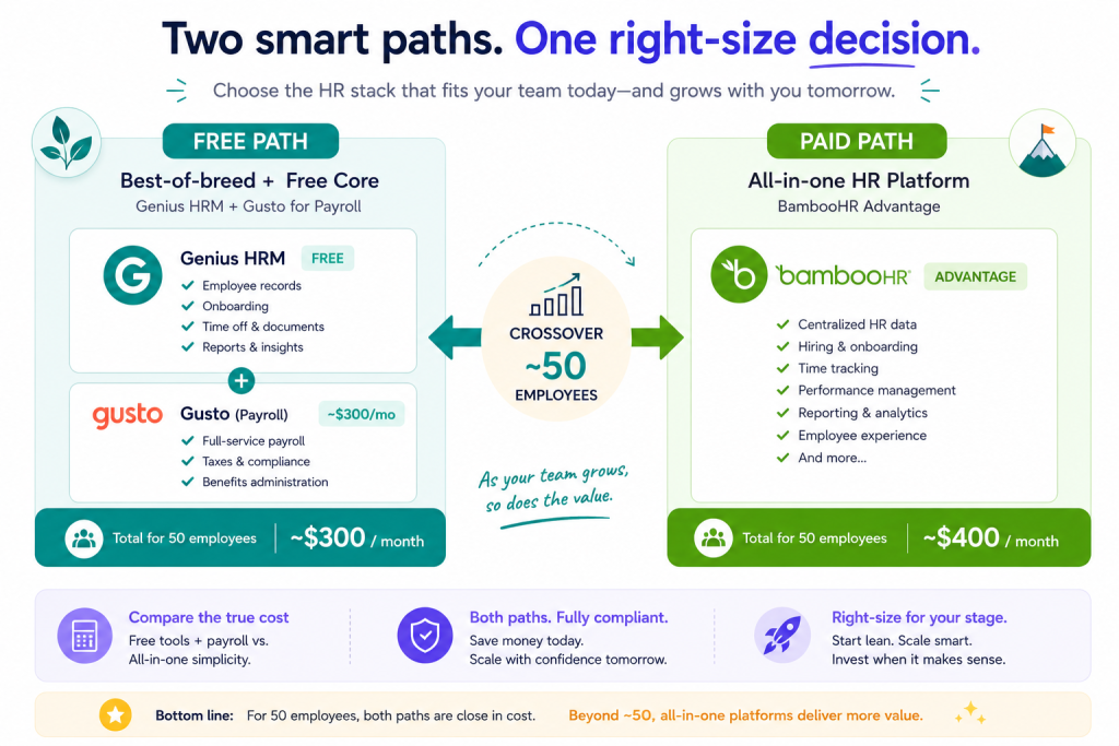 free versus paid best HR software for small business comparison
