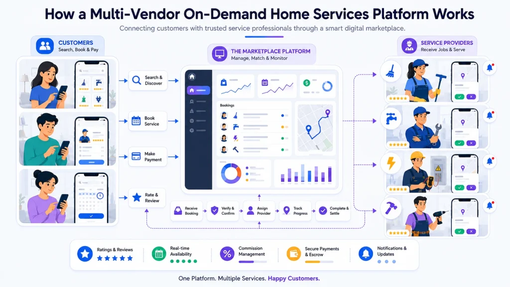 Multi-vendor aggregator on-demand home services business model