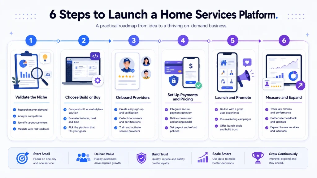 Step-by-step process to launch an on-demand home services business