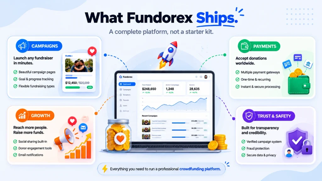 Fundorex crowdfunding platform features out of the box