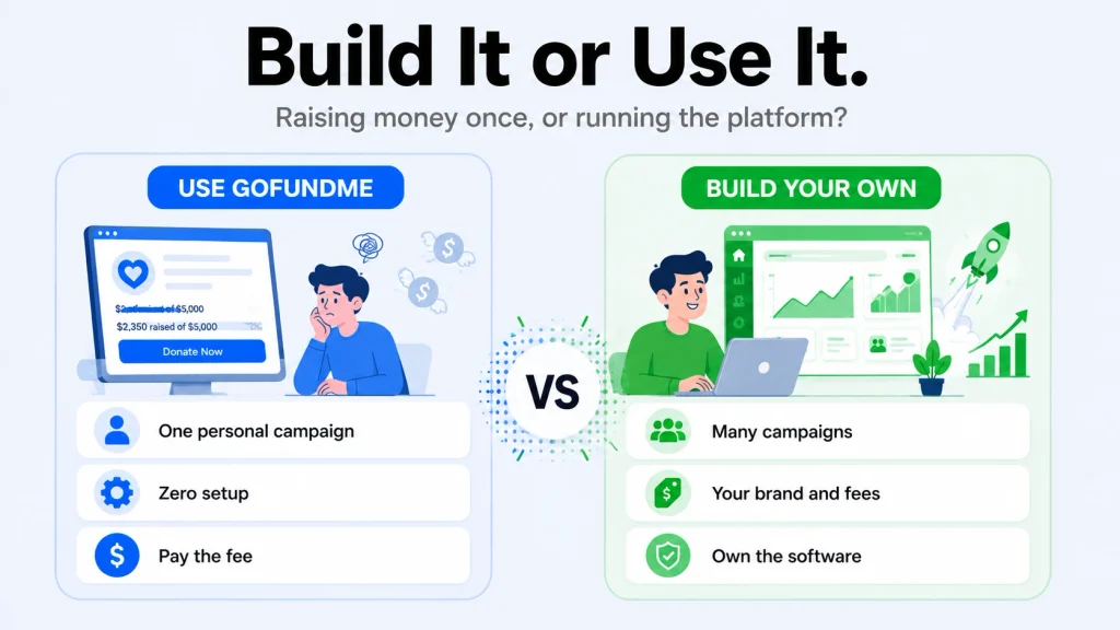 Build your own crowdfunding platform or use GoFundMe decision guide